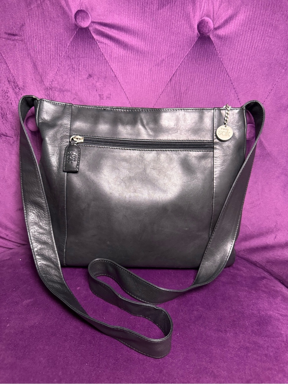 The Sak Vintage Black Pure Leather Crossbody Shoulder Bag